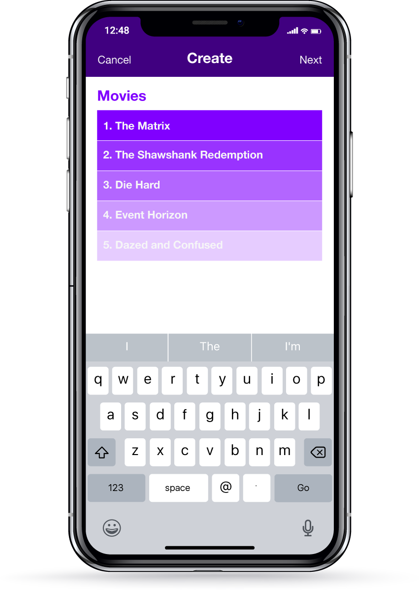 mobile screen showing Top 5 app